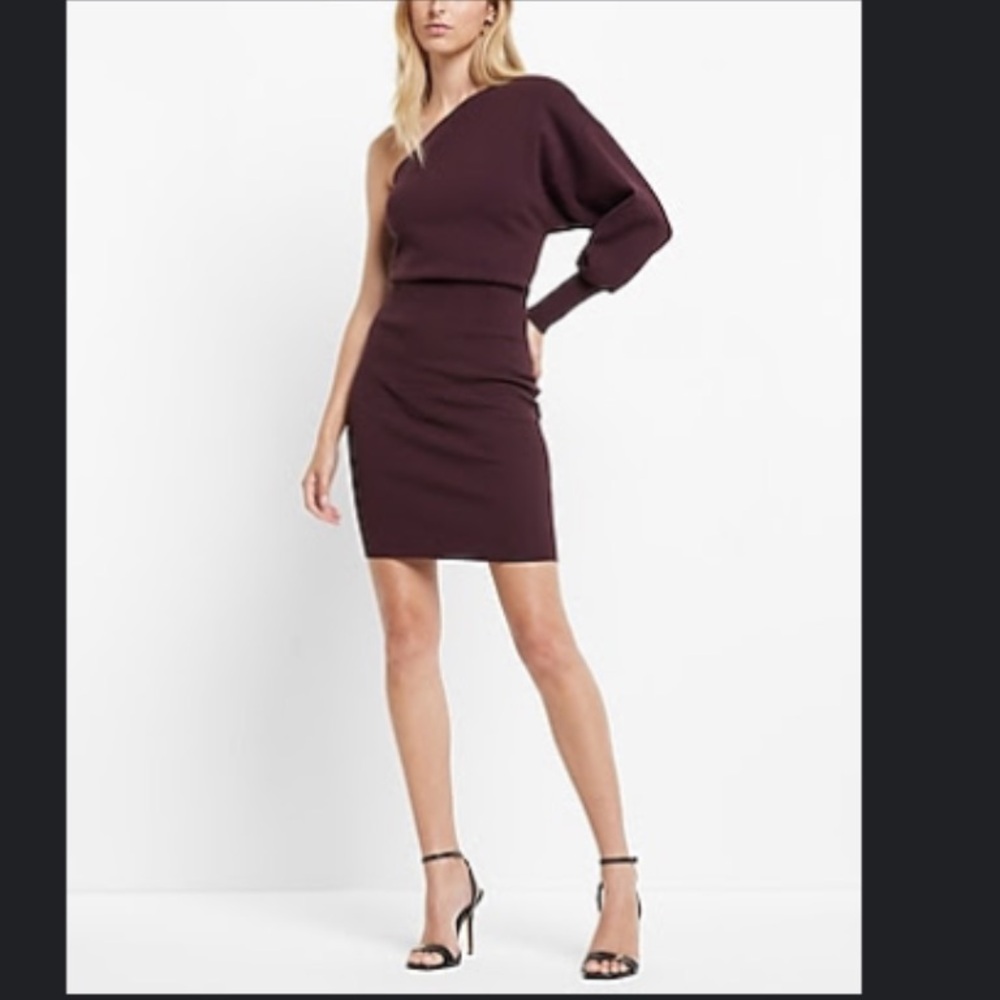 Express Women’s Large One Shoulder Burgundy Dress NWT